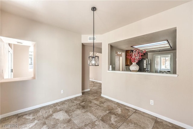 view of unfurnished dining area