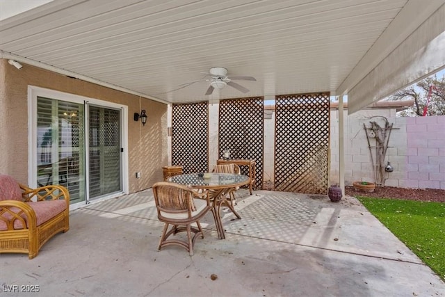 view of patio with ceiling fan