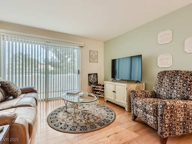 living room featuring light wood-type flooring