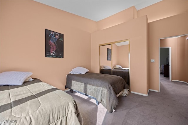 bedroom featuring carpet floors and a closet