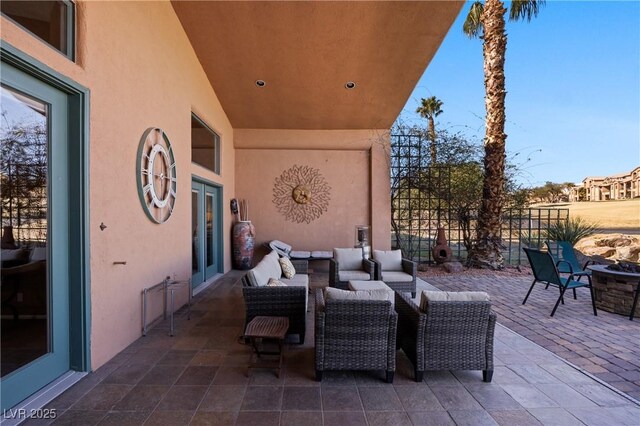 view of patio / terrace featuring an outdoor living space