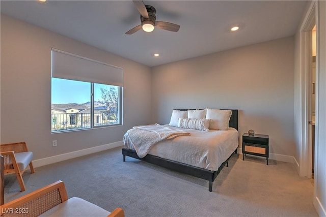 bedroom with carpet and ceiling fan