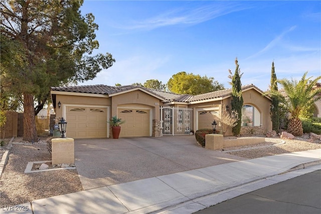 view of front of property with a garage