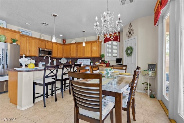 view of tiled dining space