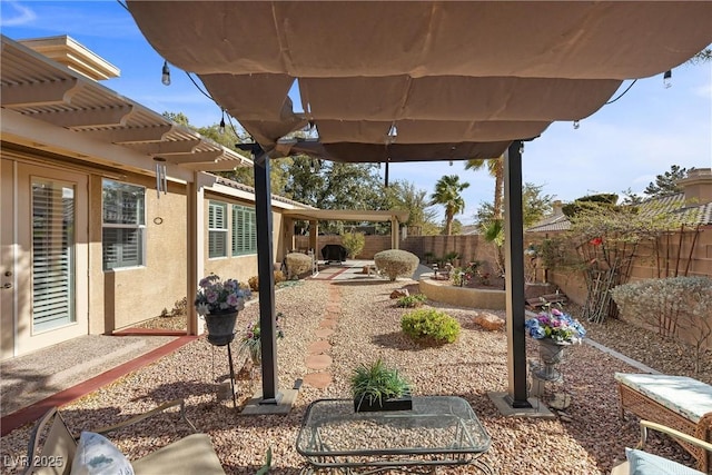 view of yard with a patio and a pergola