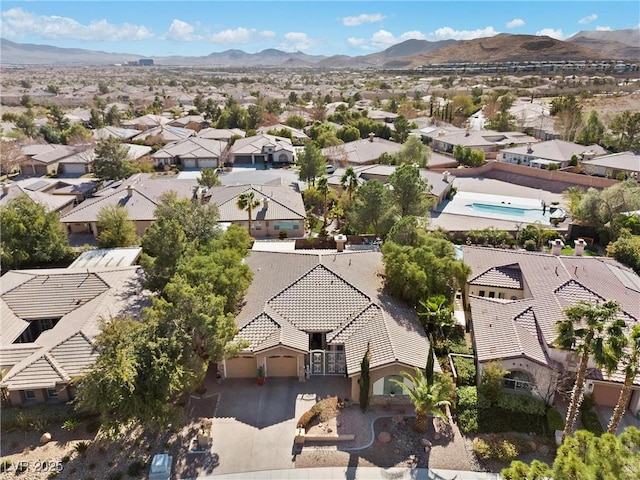 drone / aerial view with a mountain view