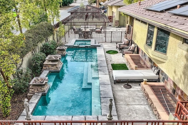 view of swimming pool with a gazebo