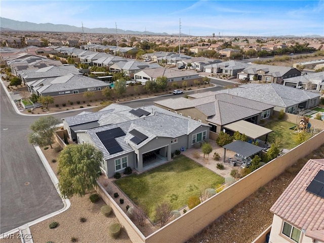 aerial view featuring a residential view and a mountain view