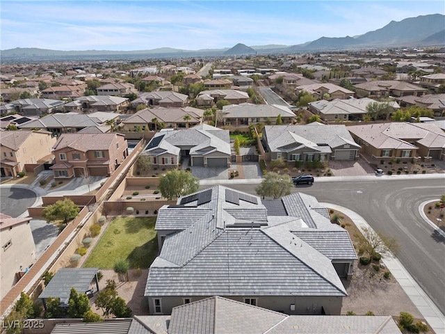 aerial view with a residential view and a mountain view