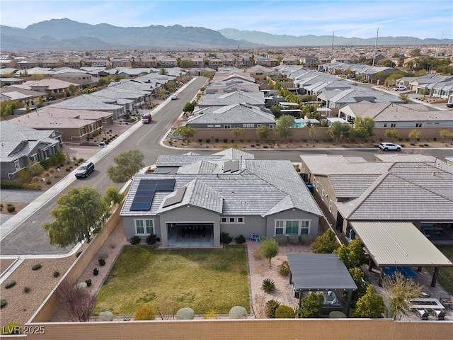 aerial view with a residential view and a mountain view