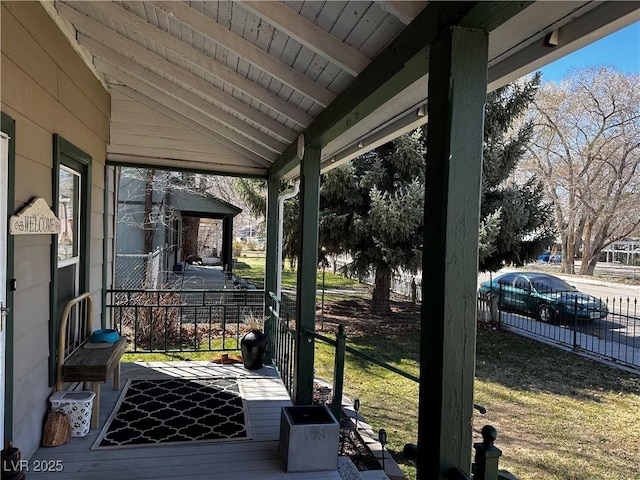 deck with covered porch