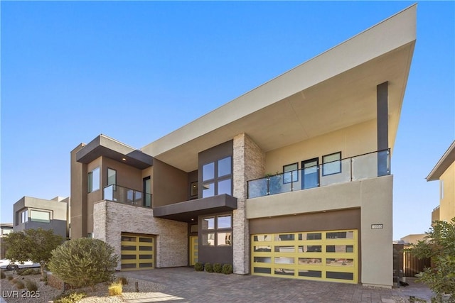 contemporary home with a garage