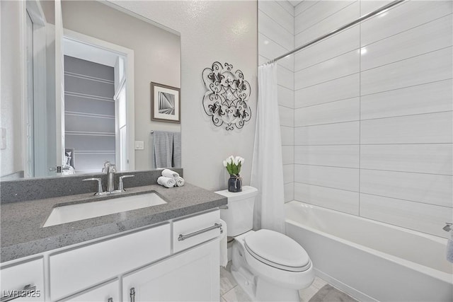 full bathroom featuring vanity, toilet, and shower / bath combo