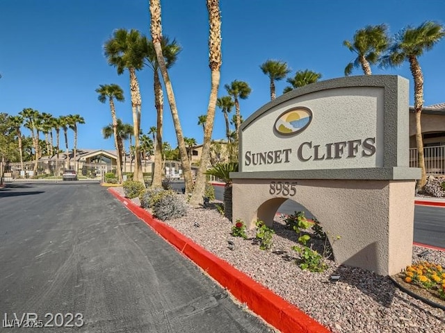 view of community sign