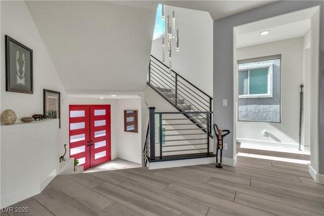 foyer featuring french doors