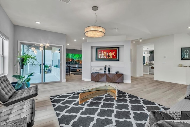 living room featuring light hardwood / wood-style floors