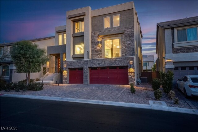 contemporary home featuring a garage