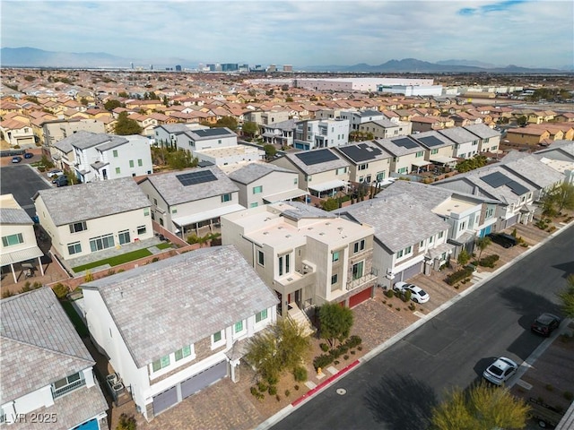 aerial view featuring a residential view and a mountain view