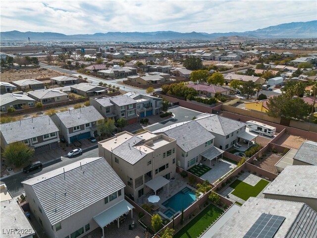 aerial view with a residential view and a mountain view