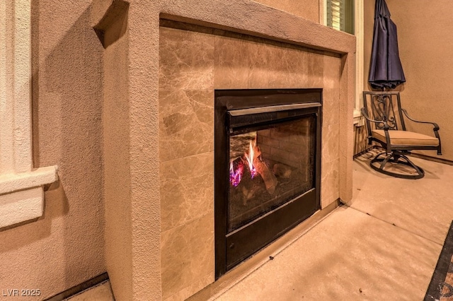 details with a multi sided fireplace