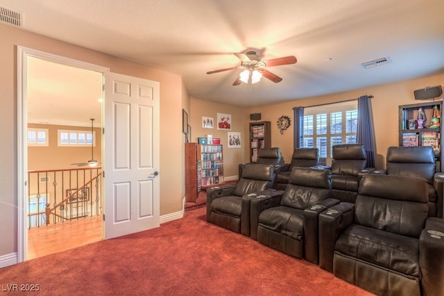 2920 Josephine Dr, Henderson, NV 89044 - home theater featuring a ceiling fan and carpet floors