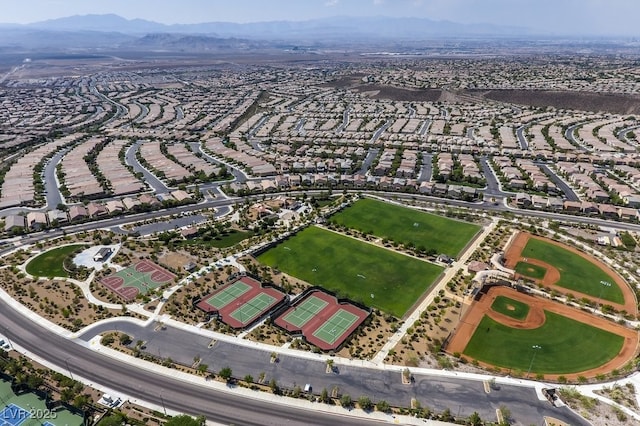 drone / aerial view with a mountain view