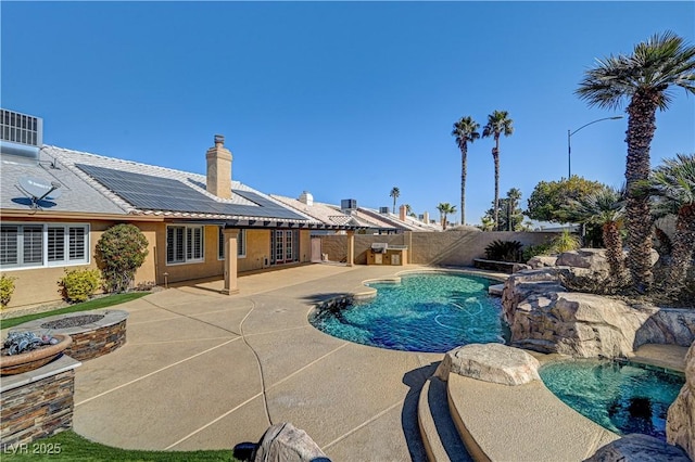 view of pool featuring pool water feature and a patio area