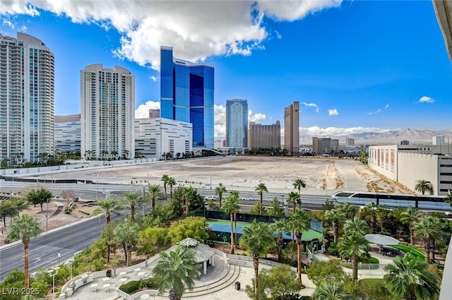 property's view of city featuring a mountain view