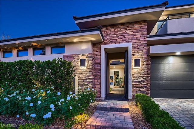 property entrance featuring a garage