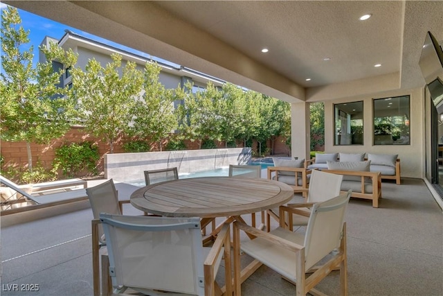 view of patio / terrace featuring an outdoor living space