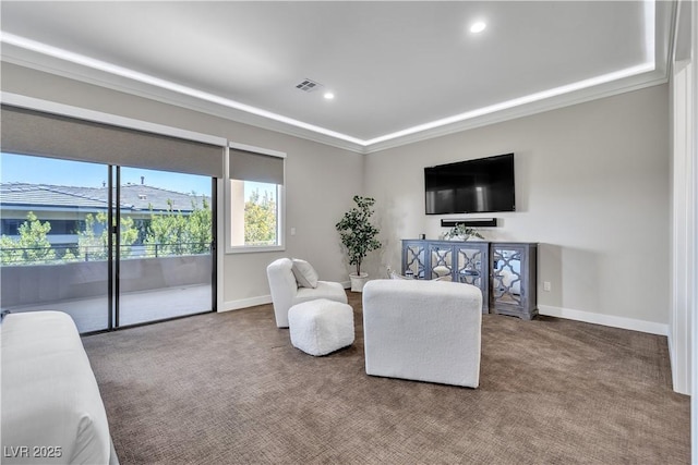 living room with carpet floors