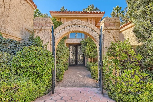 doorway to property with french doors