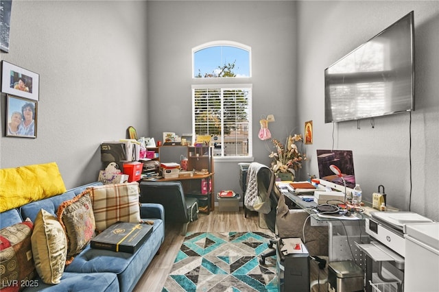 office area featuring light wood-type flooring