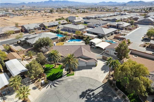 aerial view featuring a mountain view