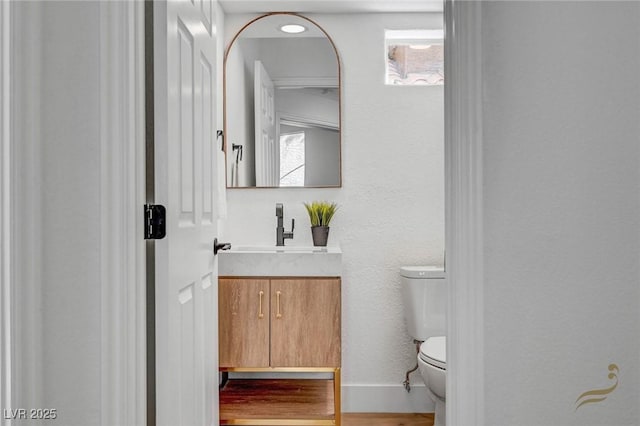 bathroom with vanity, a wealth of natural light, and toilet