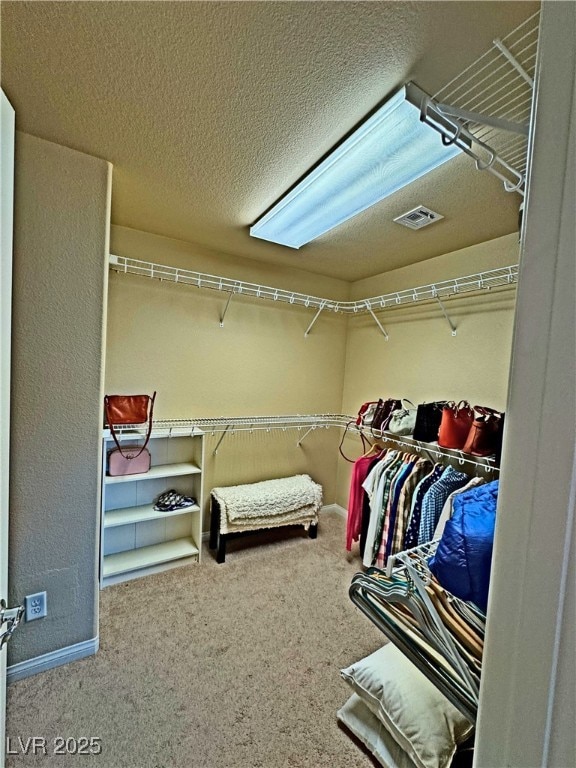 walk in closet featuring carpet