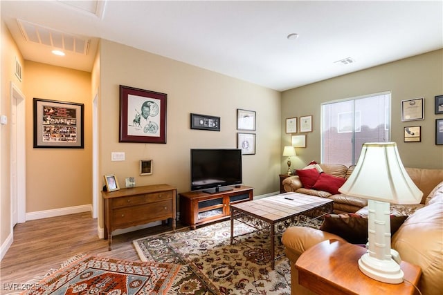 living room featuring light hardwood / wood-style flooring