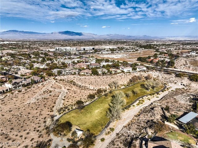 birds eye view of property featuring a mountain view