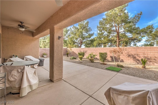 view of patio / terrace with ceiling fan