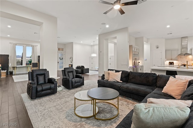 living room featuring light hardwood / wood-style floors