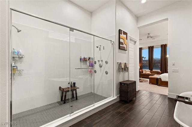 bathroom featuring an enclosed shower