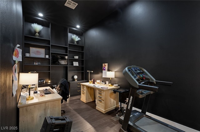 office area featuring dark hardwood / wood-style flooring