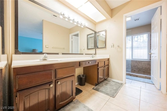 bathroom featuring vanity and tile patterned floors