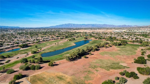 aerial view with a water and mountain view