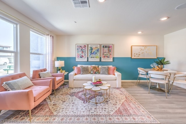 living room featuring light hardwood / wood-style flooring