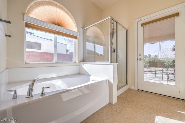 bathroom with independent shower and bath