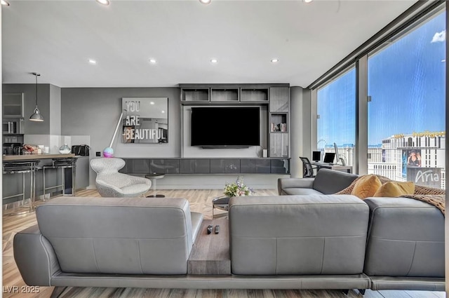 living room with hardwood / wood-style flooring