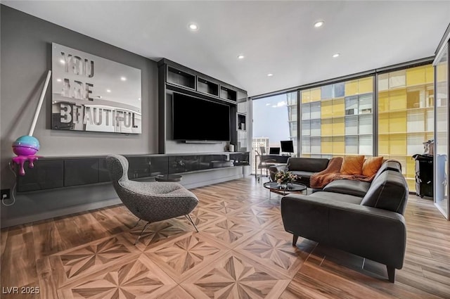 living room with wood-type flooring