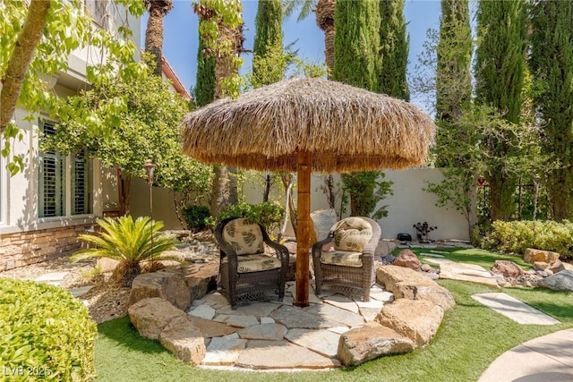 view of yard with a patio area