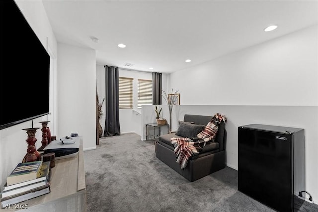 living room with carpet floors